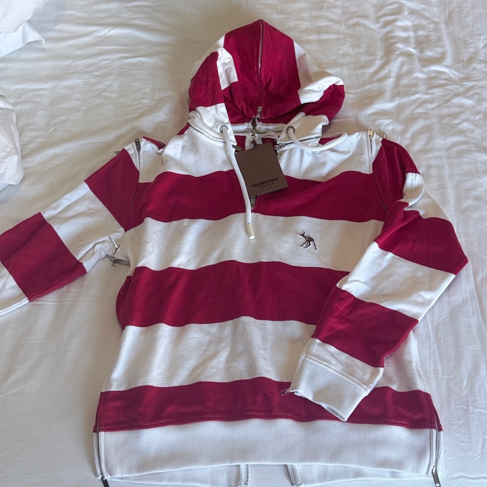 Burberry Striped Zip-Detail Hoodie – New With Tags